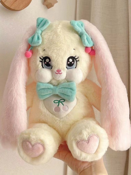 [$52.99]Cherry Bunny Pink Ears Yellow Plush Bag